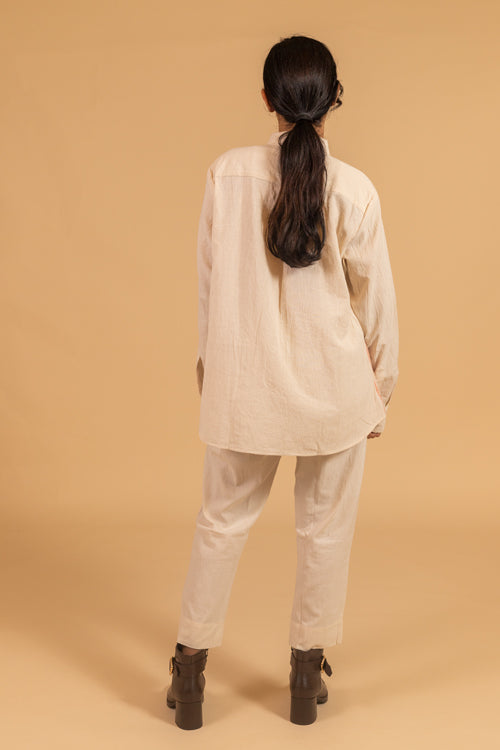 Moralfibre Frayed Trim Placket Shirt From "Shapes Collection "