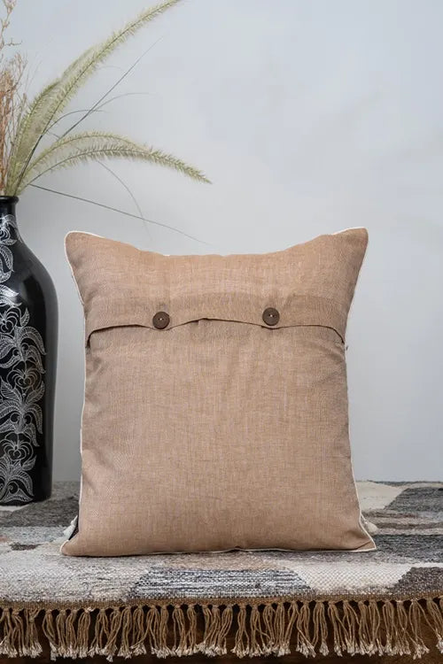 Craftroots Ivory Bhujodi Handwoven Heritage Cushion Cover