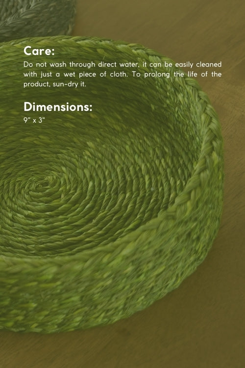 Kadam Haat Handmade Sabai Grass Roti Box - Green