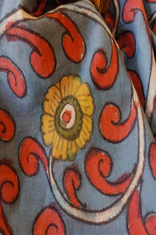 Creative Bee 'CLARA' Natural Dye Hand-Painted Kalamkari Cotton Fabric