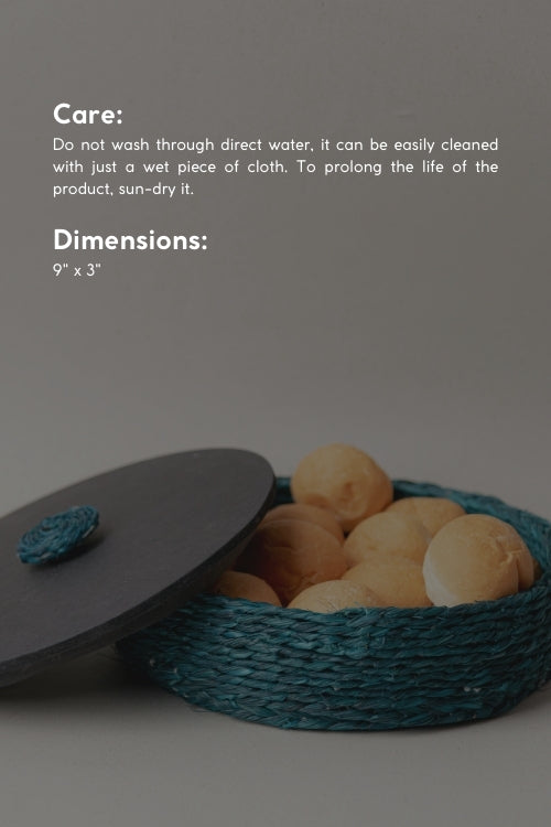 Kadam Haat Handmade Sabai Grass Roti Box - Indigo