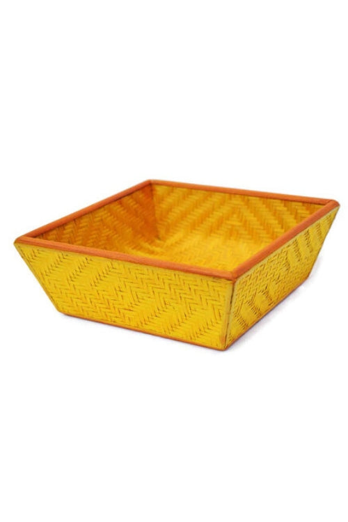 Kadam Haat Handmade Bamboo Fruit Basket – Medium (Yellow)