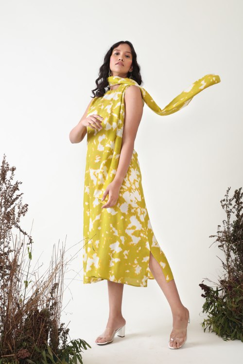 Chambray & Co.'S Autumn Signature Tie Dye Silk Dress