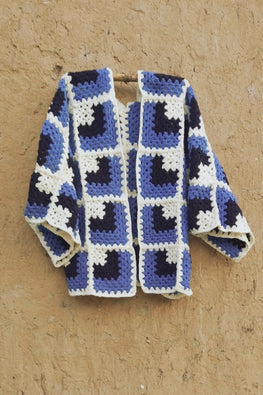 Patch Over Patch Blue Cocoon Winter Jacket