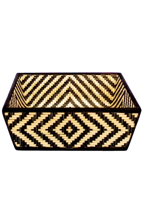 Kadam Haat Handmade Bamboo Fruit Basket With Lid (Black)