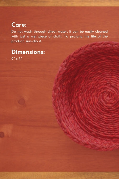 Kadam Haat Handmade Sabai Grass Roti Box - Red
