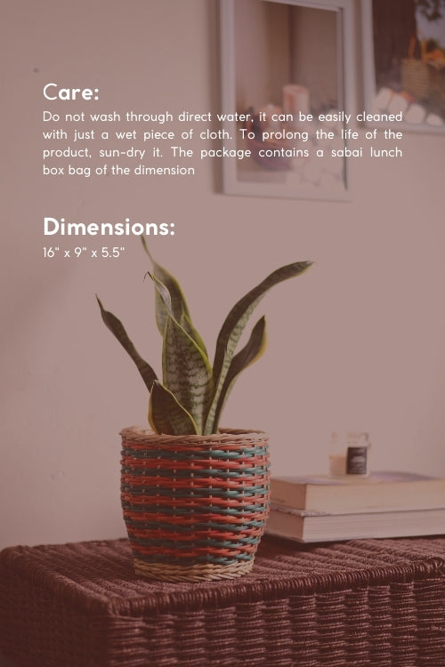 Kadam Haat Wicker Table Planter - Multicolour