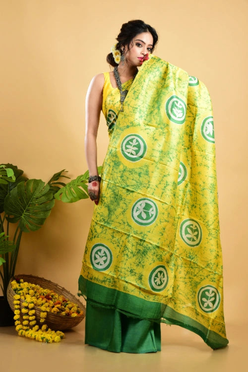 GC 'Hazel' Handwoven Hand Batik Pure Silk with SilkMark Saree
