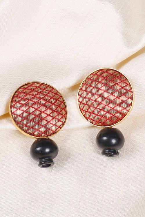 'Kabbish 'Bharatnatyam Round Studs' Black Pottery, Terracotta'