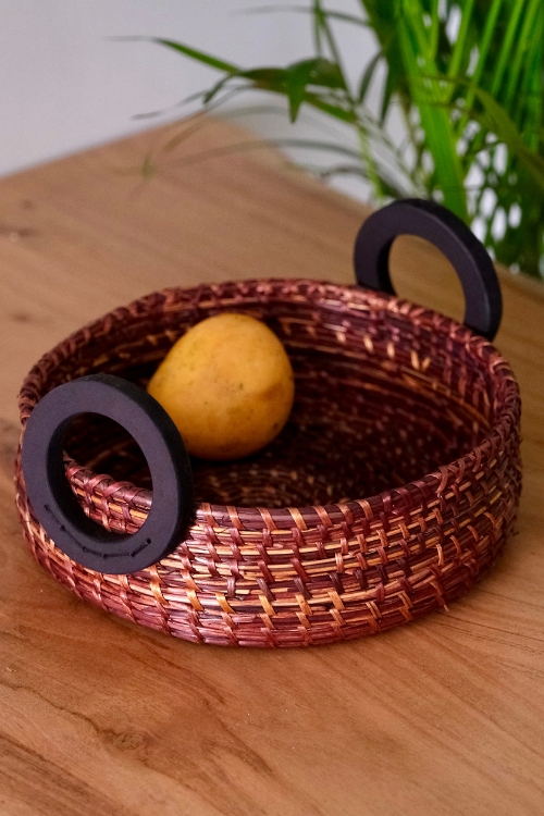 Kadam Haat Handmade Sikki Grass Multipurpose Round Tray