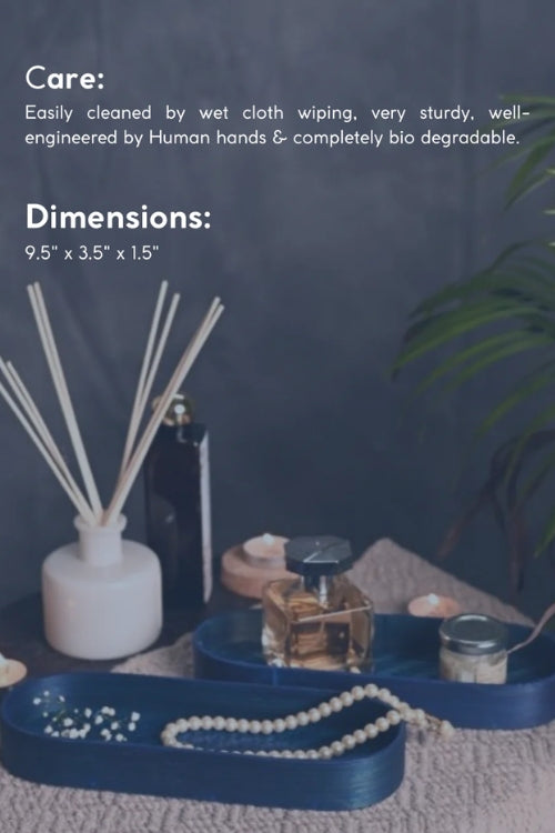 Kadam HaatHandmade Bamboo Bedside Tray - (Set of 2) - Blue