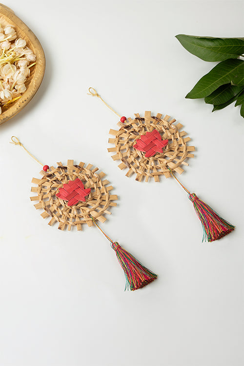 Greenkraft Mandala Lotus Handcrafted Banana Hanging - Set Of 2