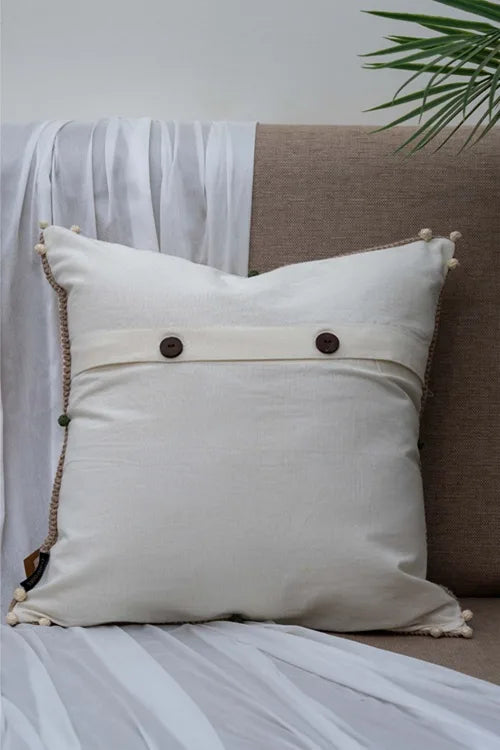 Craftroots Boho Floral Handwork Crochet Cushion Cover Cotton