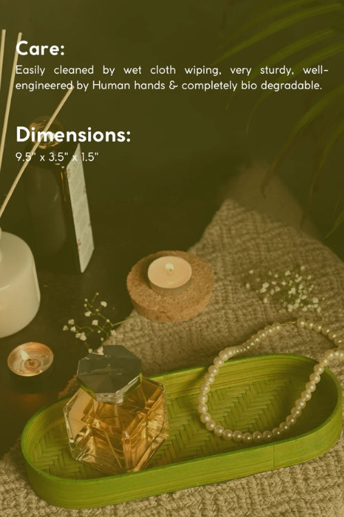 Kadam HaatHandmade Bamboo Bedside Tray - (Set of 2) - Green