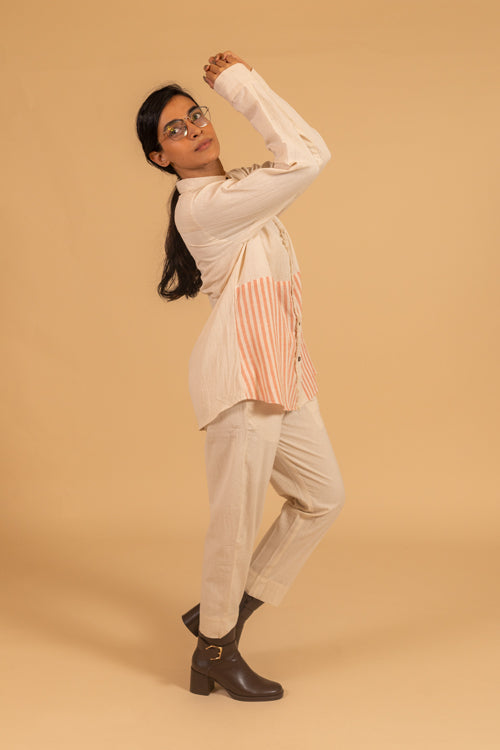 Moralfibre Frayed Trim Placket Shirt From "Shapes Collection "