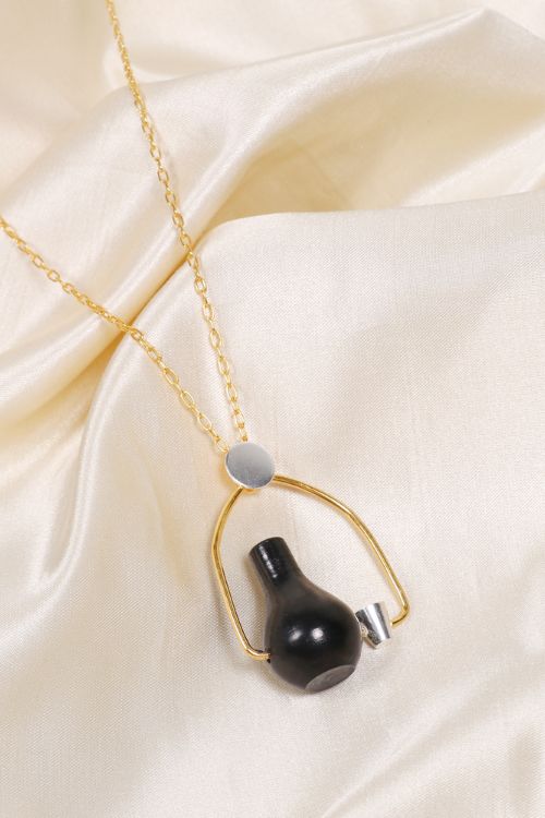 Kabbish'S Surahi And Glass Pendent, Black Pottery, Terracotta,