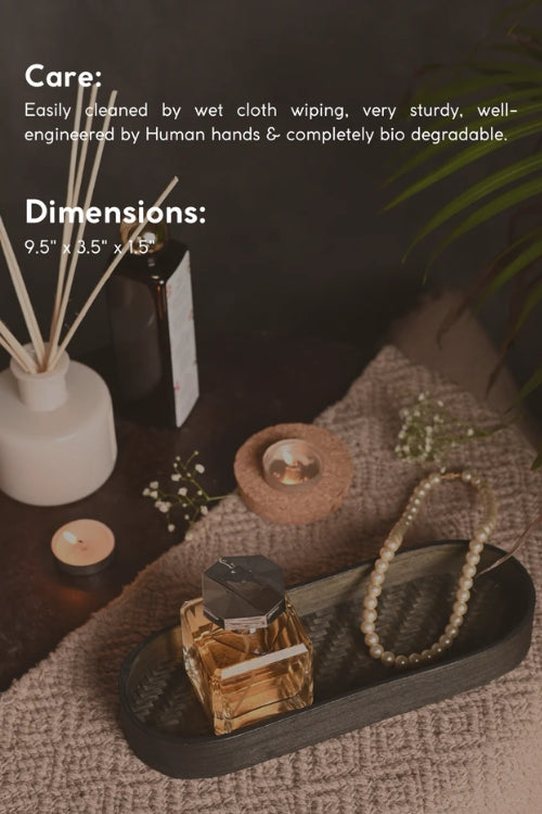 Kadam HaatHandmade Bamboo Bedside Tray - (Set of 2) - Black