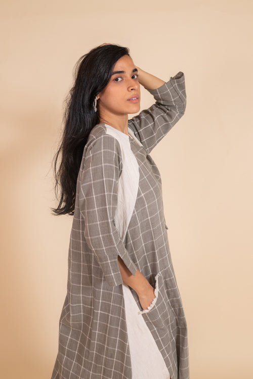 Moralfibre Side Kali Dress In Checks And Kora Fabric From "Shapes Collection "