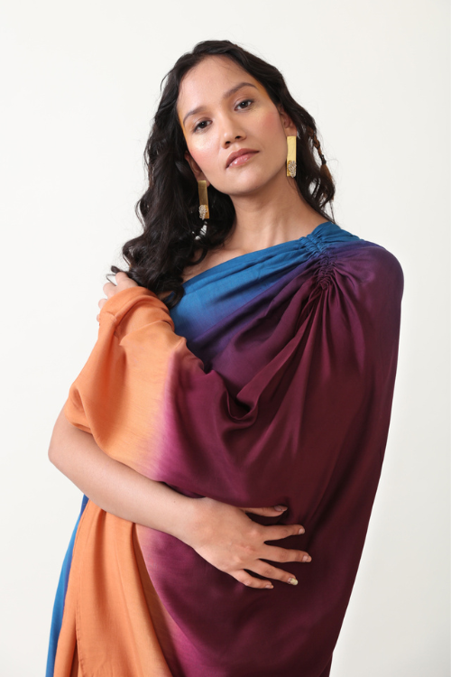 Chambray & Co.'S Ilana One Shoulder Multi Color Ombre Dress