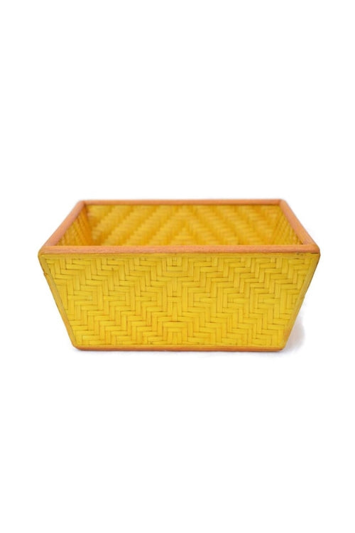 Kadam Haat Handmade Bamboo Fruit Basket – Medium (Yellow)