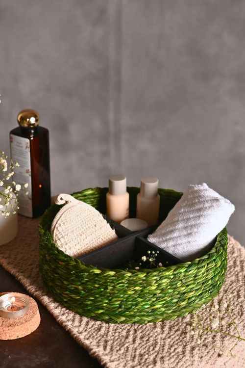 Kadam Haat Handmade Sabai Grass Jewellery Box - Green