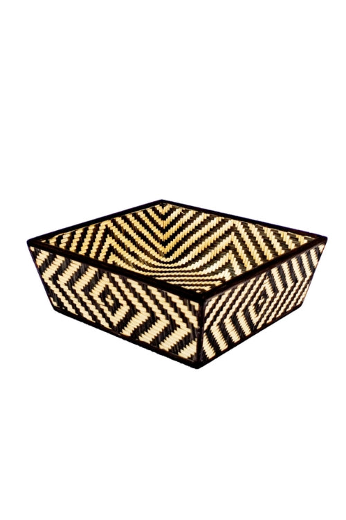 Kadam Haat Handmade Bamboo Fruit Basket With Lid (Black)