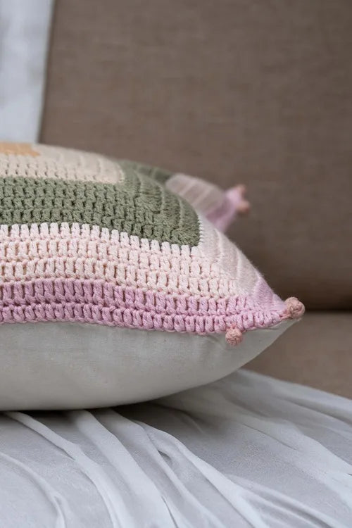Craftroots Artisan Floral Applique Cotton Cushion Cover