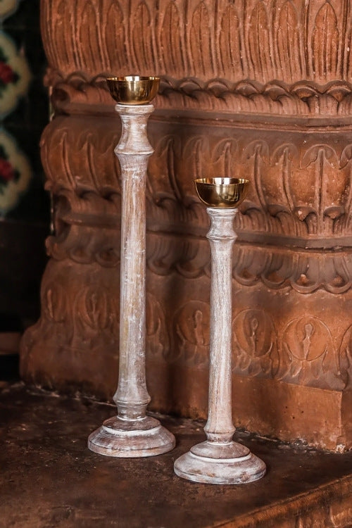 Sirohi White Wood Candlestands