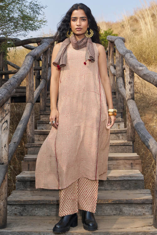 DharanHand Block Print "Red Glam Co-Ord Set"