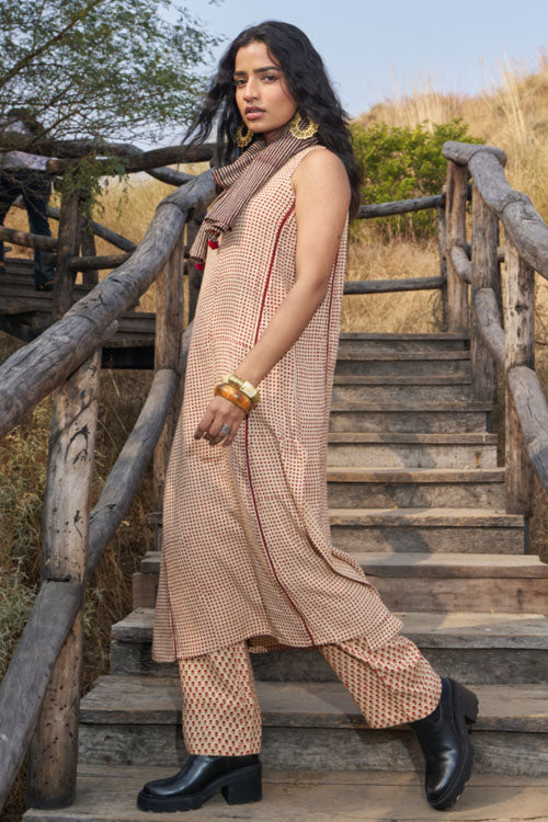 DharanHand Block Print "Red Glam Co-Ord Set"