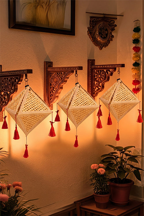 Greenkraft Jhoomar Handcrafted Bamboo Lantern Natural