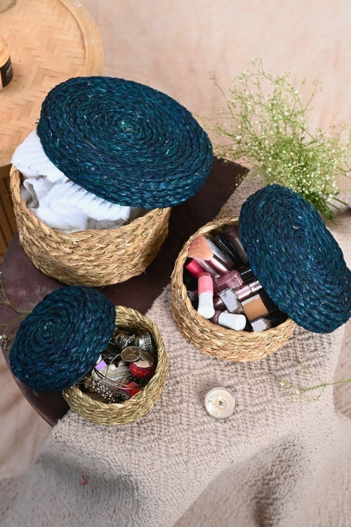 Kadam Haat Handmade Sabai Gift Box- Indigo | Set of 3