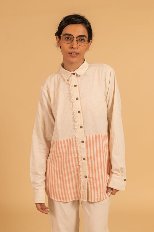 Moralfibre Frayed Trim Placket Shirt From "Shapes Collection "