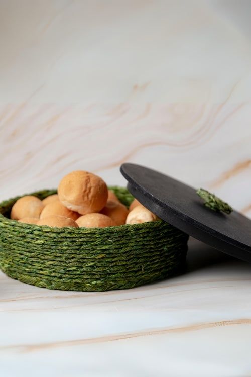 Kadam Haat Handmade Sabai Grass Roti Box - Green