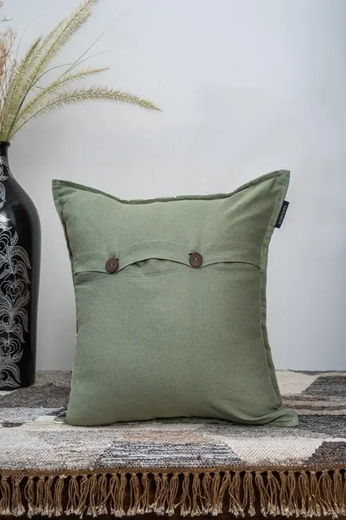 Craftroots Peach & Mint Daisy Hand Block Print Cushion Cover Set Of 2