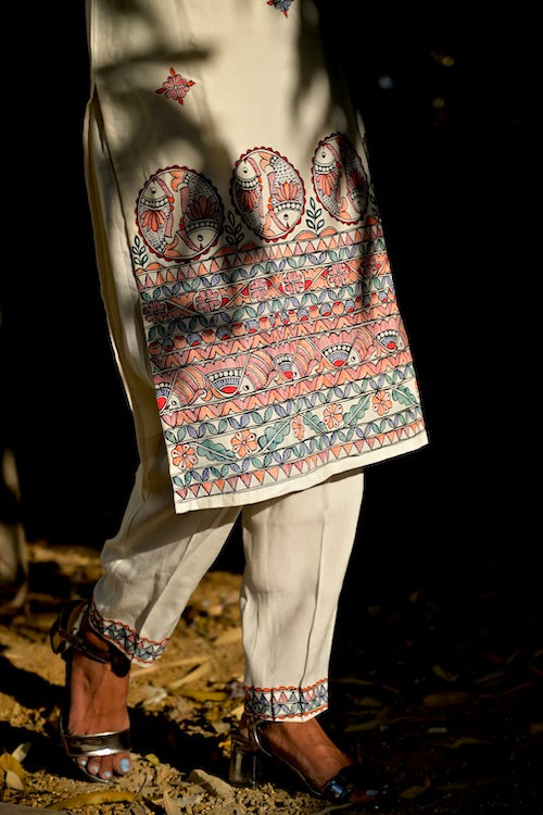 Diorama Designs Traditional Madhubani Hand-Painted  Kurta Pant Set
