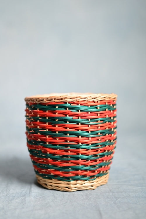 Kadam Haat Wicker Table Planter - Multicolour