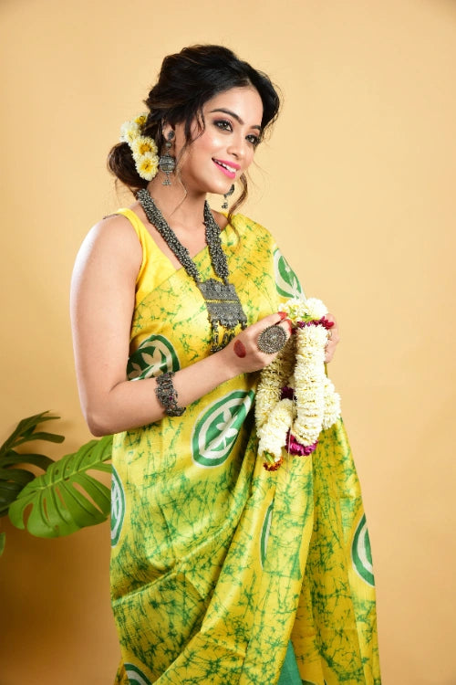 GC 'Hazel' Handwoven Hand Batik Pure Silk with SilkMark Saree