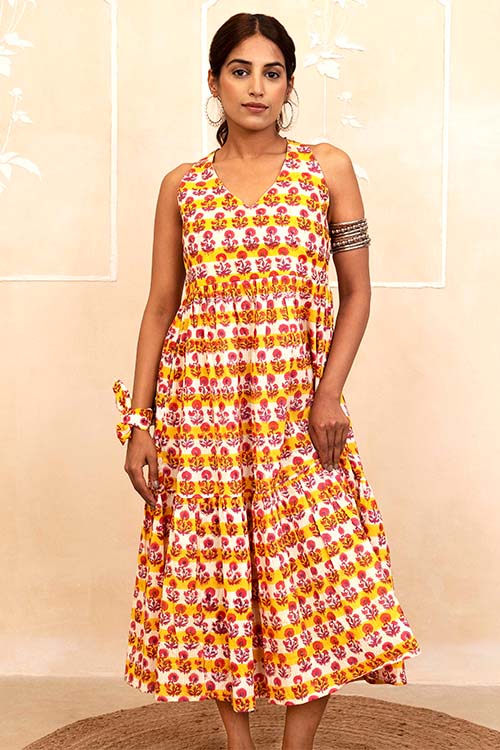 Shuddhi Yellow Halter Neck Dress