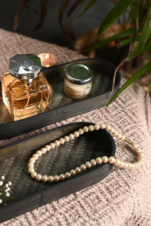 Kadam HaatHandmade Bamboo Bedside Tray - (Set of 2) - Black