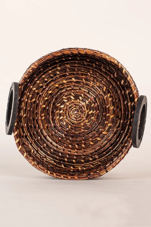 Kadam Haat Handmade Sikki Grass Multipurpose Round Tray