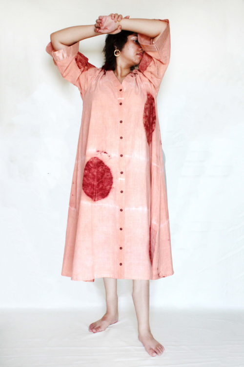 Bageeya “Mrigank ” Natural Dyed Handcrafted Organic Cotton Button Down Dress