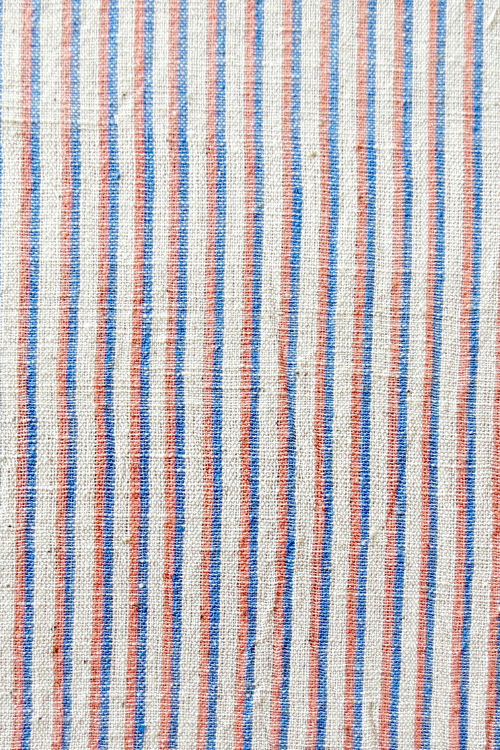 Moralfibre 100% Cotton Handspun Pink & Blue Multi Stripe Fabric (0.50 mtr )
