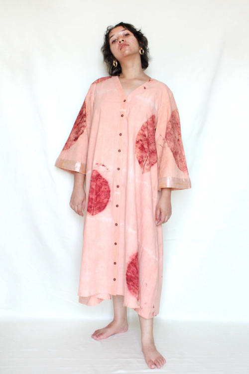 Bageeya “Mrigank ” Natural Dyed Handcrafted Organic Cotton Button Down Dress