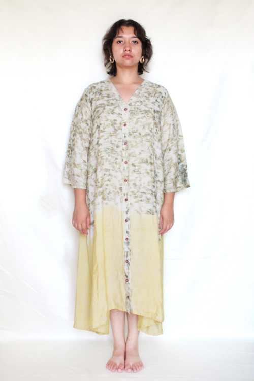 Bageeya “Mogra Sundri ” Natural Dyed Handcrafted Tussar Cotton Button Down Dress