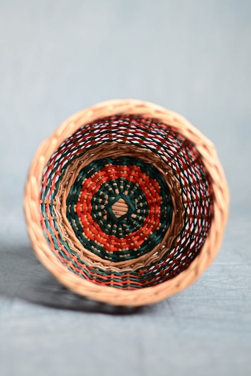 Kadam Haat Wicker Table Planter - Multicolour