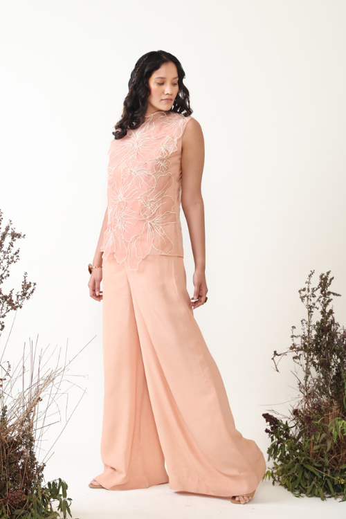 Chambray & Co.'S Gaia Resham Thread Emboirdered Silk Coord Set