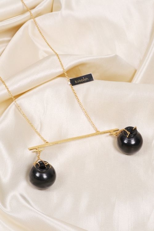 Kabbish'S 'Gagri-Double Handi Gift Box' Black Pottery