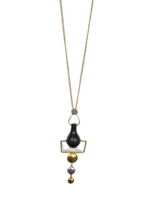 Kabbish'S Surahi Three Dot Pendent Of Black Pottery, Terracotta