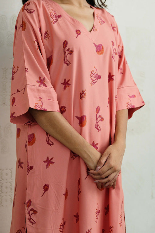 Dharan Hand Block Print "Peach Aura Suit Set"